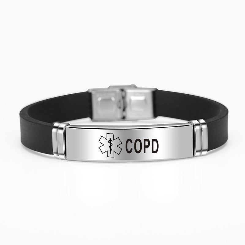 adjustable medical alert stainless steel id bracelet copd