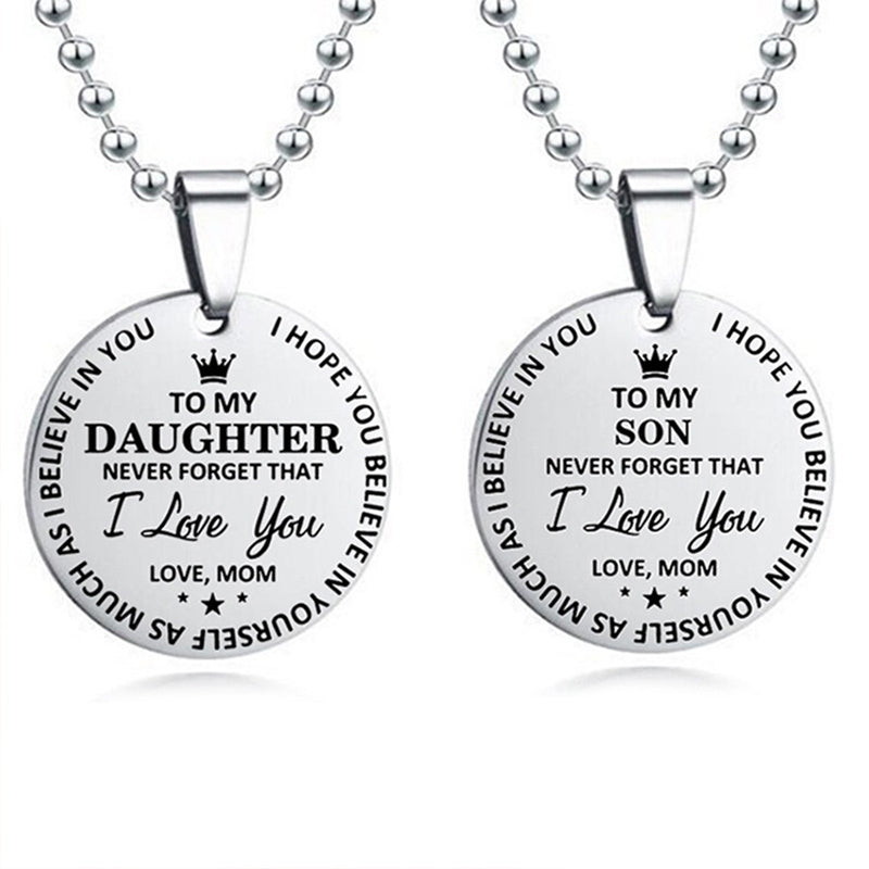 dad/mom to daughter round stainless steel pendant beads chain necklace