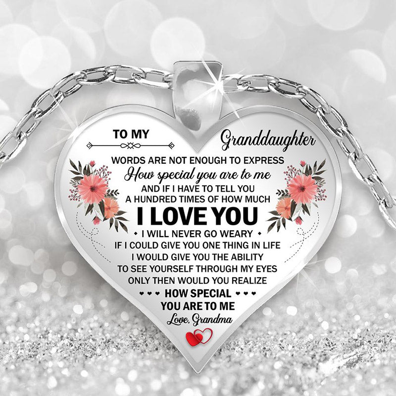 grandma "to my granddaughter" flower butterfly décor heart-shaped pendant necklace 10