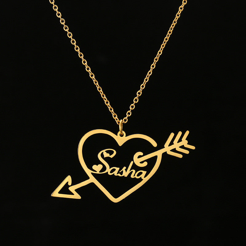 custom arrow piercing name necklace gold
