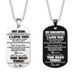 dad/mom to "my son" stainless steel rectangular necklace