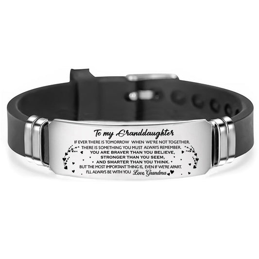 "to my granddaughter" adjustable silicone stainless steel inspirational bracelet