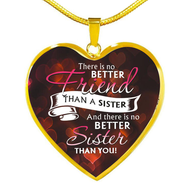 to sister heart epoxy pendant inspirational necklace black & gold