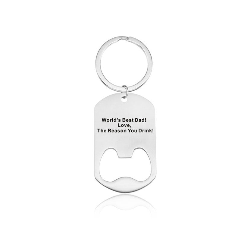 bottle opener stainless steel keychain for father's day e