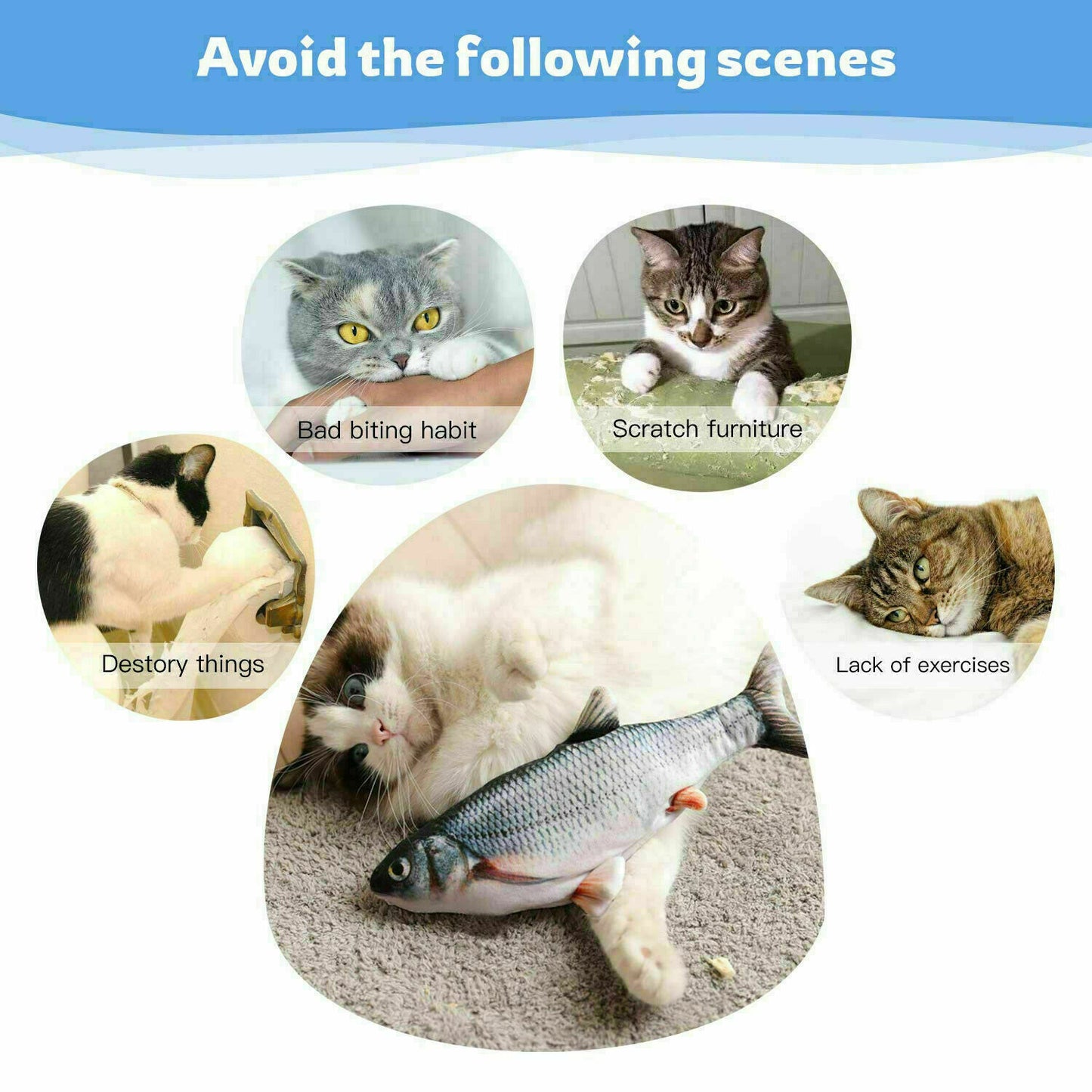 electric flopping realistic interactivetoy fish for cat (us warehouse)