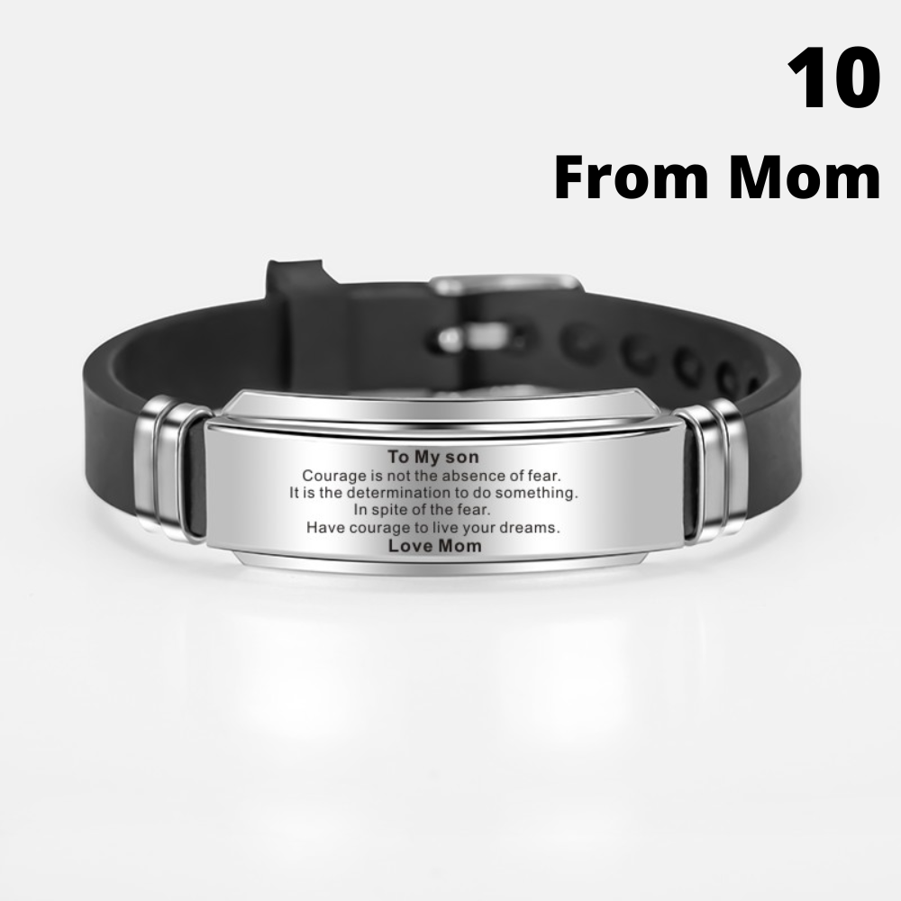 Gift for son, "To My Son" Stainless Steel Silicone Bracelet From Mom / Dad, graduation day, birthday, anniversary