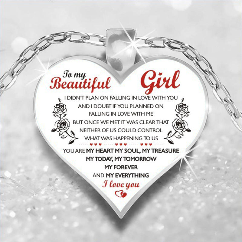 "to my girl" peach heart inspirational necklace default title