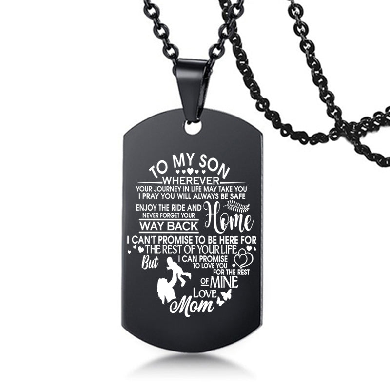 dad/mom "to my son" stainless steel rectangular inspirational necklace 5
