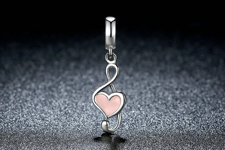 s925 sterling silver heart-shape music pendant (necklace not included)