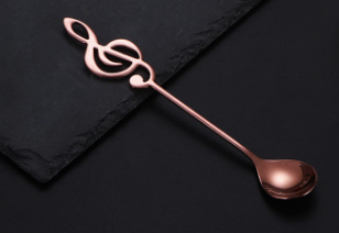 music note colorful stainless steel spoon rose gold