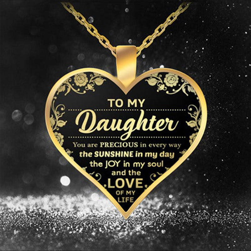 dad/mom to daughter engraved "you are the sunshine" heart-shaped epoxy necklace gold