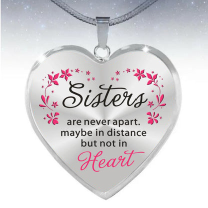 to sister heart epoxy pendant inspirational necklace to sister (silver)