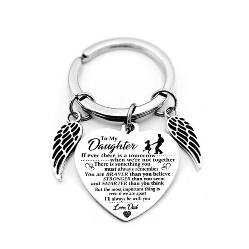 dad/mom "to my daughter" heart-shaped inspirational keychain with angel wings 20