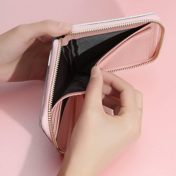 custom double-sided women purse pink