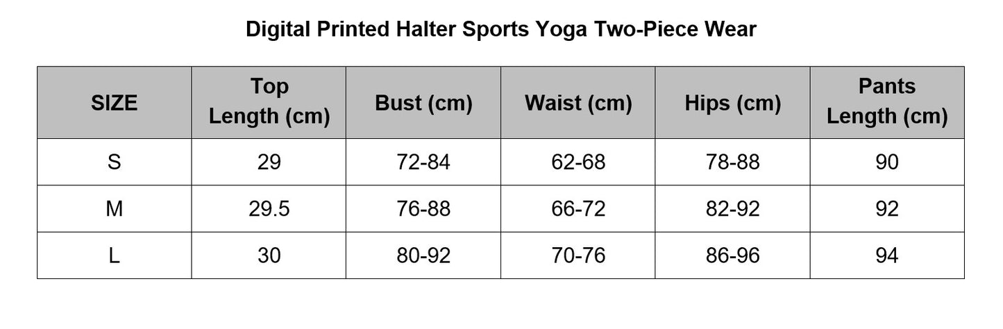 digital printed halter yoga wear sports and fitness two-piece suit