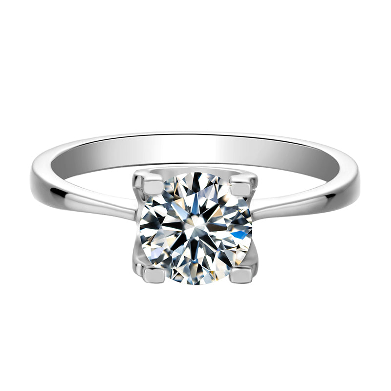 stylish 4-prong setting s925 1ct moissanite diamond ring with cert. (box included)