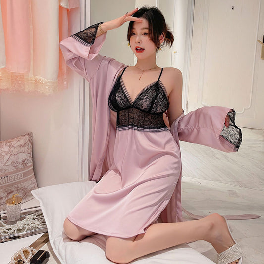 2022 high-quality sexy 2 pcs nightgown & robe set