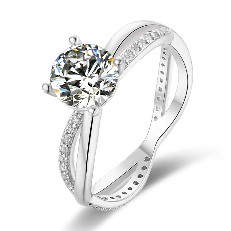 infinity solitaire s925 1ct moissanite diamond ring with cert. (box included)
