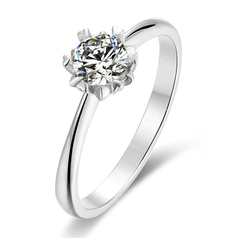 classic flower-shape head s925 1ct  moissanite diamond ring with cert. (box included)
