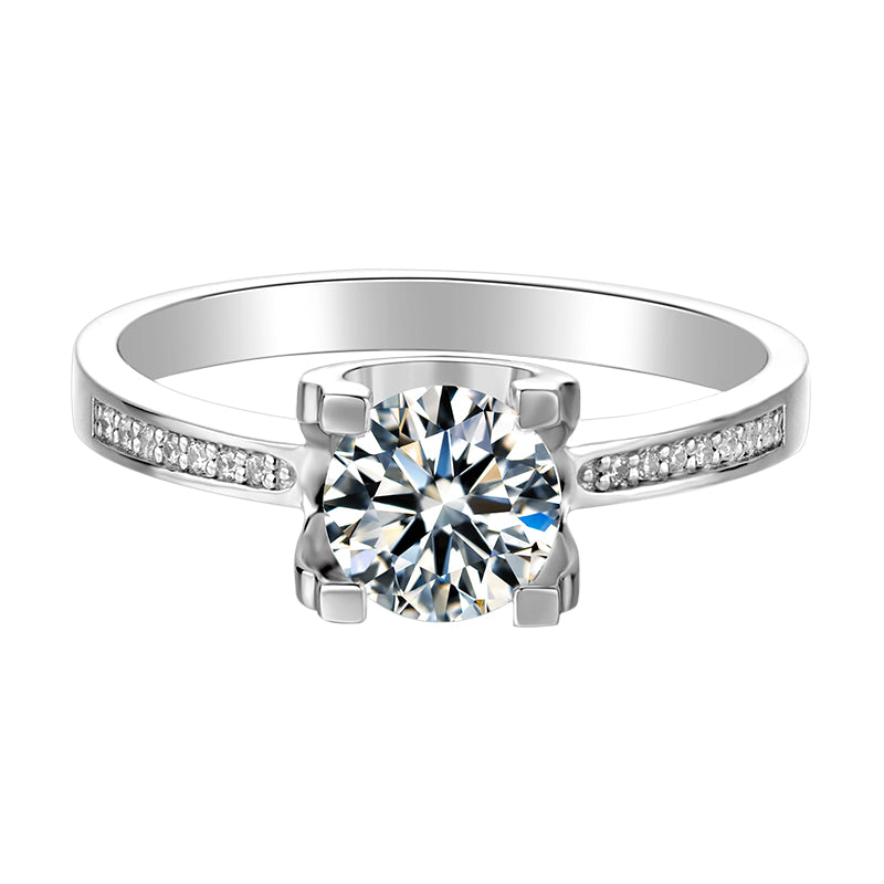accent stones 4-prong setting s925 1ct moissanite diamond ring with cert. (box included)