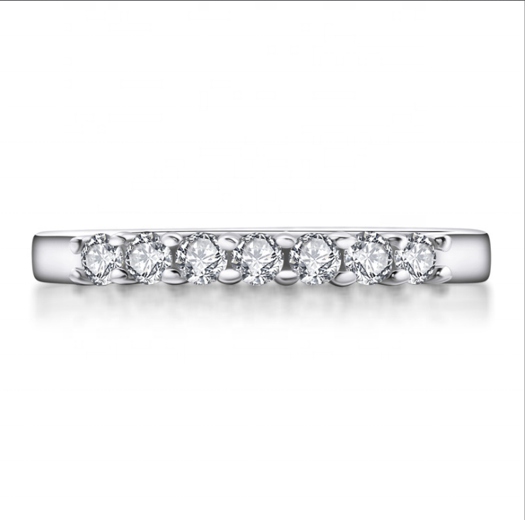 stackable 0.7ct s925 seven-stone moissanite diamond eternity band with cert. (box included)