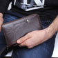 deluxe genuine leather multi-functional clutch wallet (can hold passport & phone) coffee
