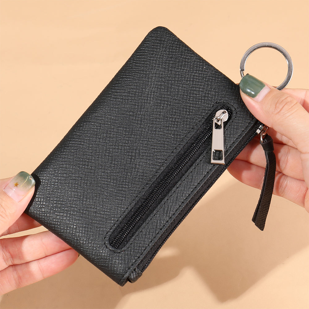 classic genuine leather photo slot flexible pouch black