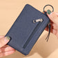 classic genuine leather photo slot flexible pouch blue