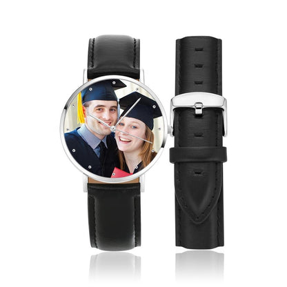 graduation custom watch gift souvenir with genuine leather strap (gift box included) default title