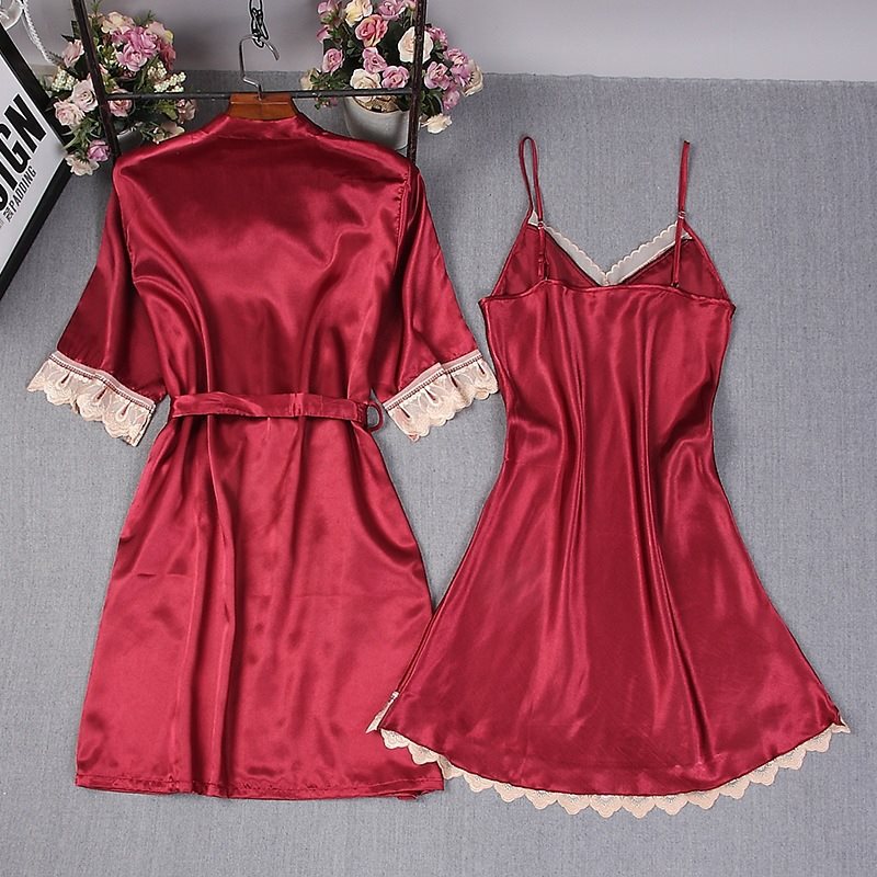 elegant lace 2 pcs nightgown & robe set (factory price)