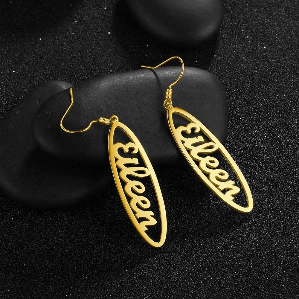 oval custom name ( 5 - 8 letters) earrings