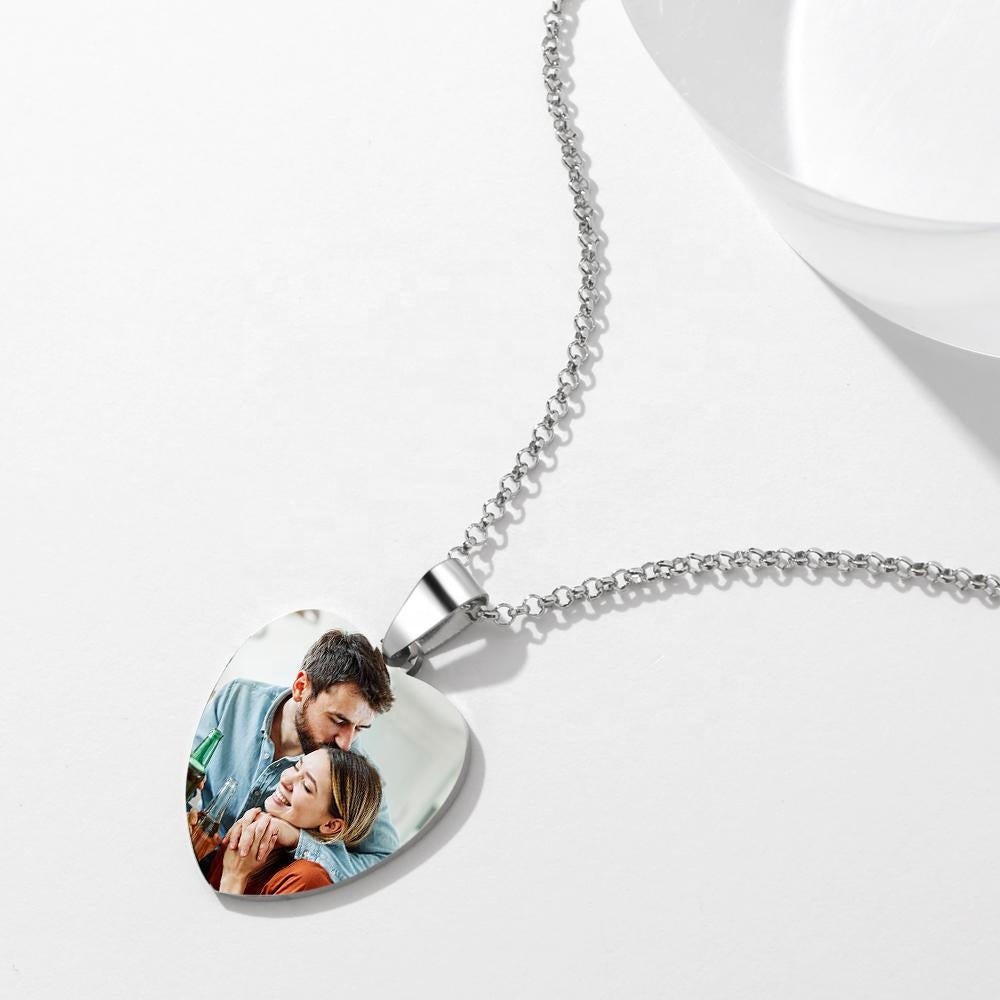custom photo double-sided heart necklace default title