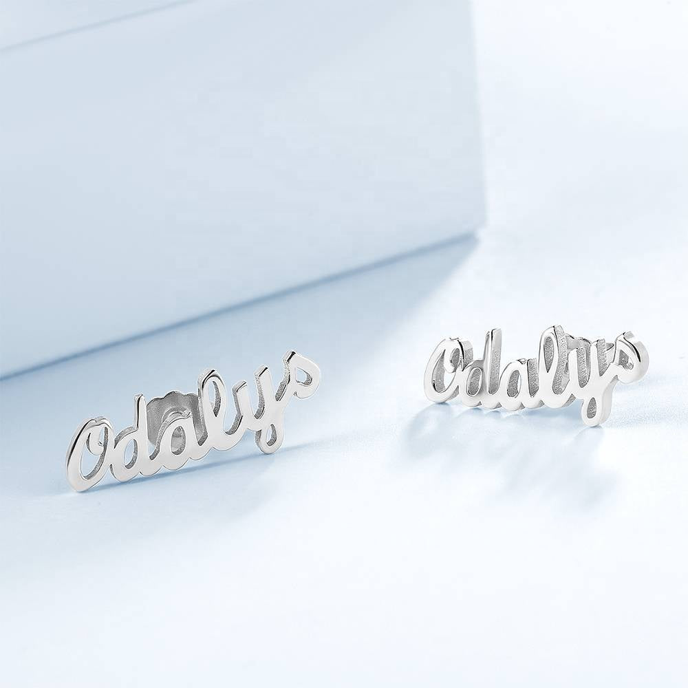 s925 sterling silver trendy custom name (<10 letters) stud earrings