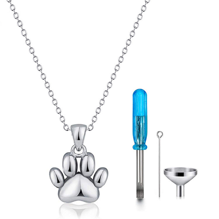  YFN S925 Urn Paw Print Necklace for Ashes / Perfume, Urn Necklaces Cremation Jewelry  for Pet Ashes Keepsake Hair Memorial Pendant, stay with me forever, memorial necklace