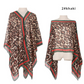leopard print with trim chiffon multifunctional scarf / shawl khaki
