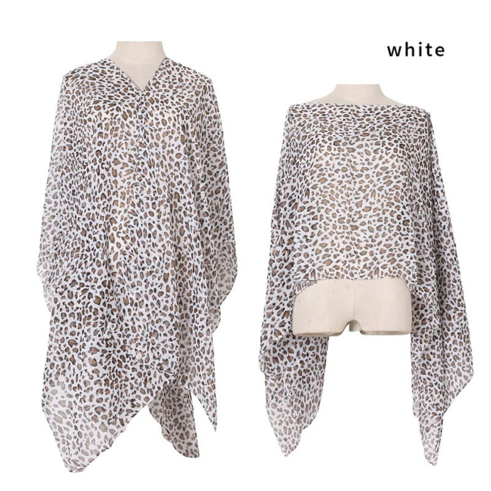 sexy leopard print chiffon multifunctional scarf / shawl white