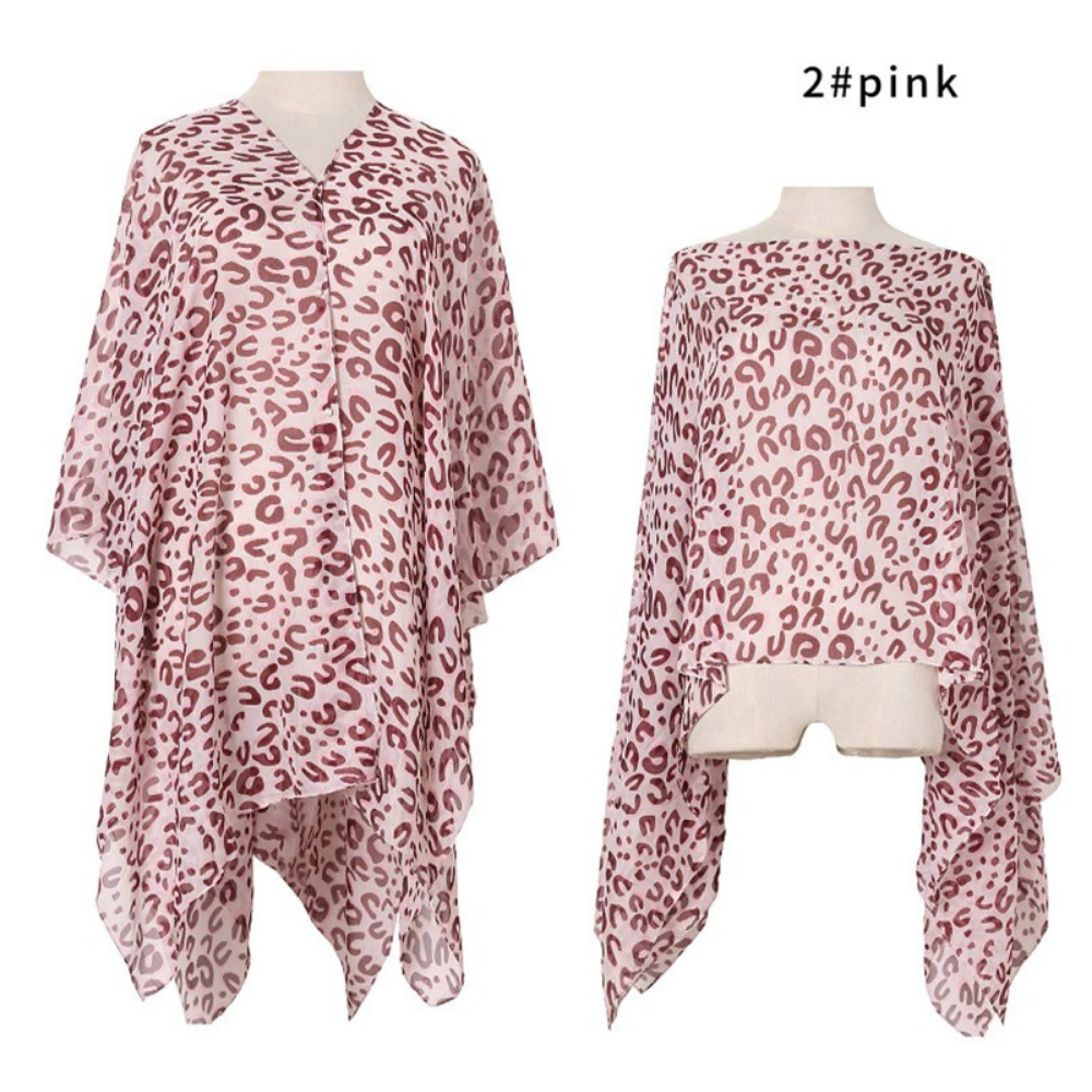 fashion leopard print chiffon multifunctional scarf / shawl pink