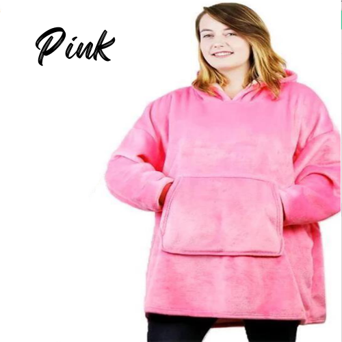 fleece warm hooded lazy pullover for both outdoor & indoor pink $42.99