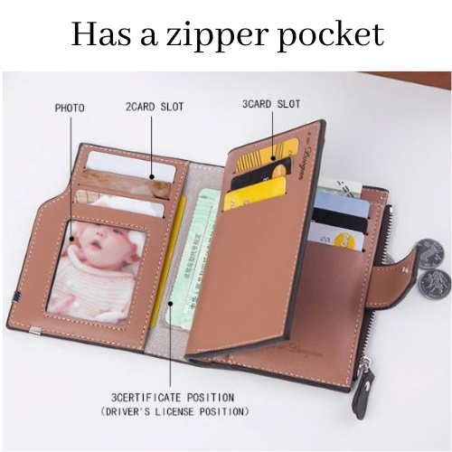 wallet with zipper coin pocket