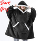fleece warm hooded lazy pullover for both outdoor & indoor dark grey $46.99