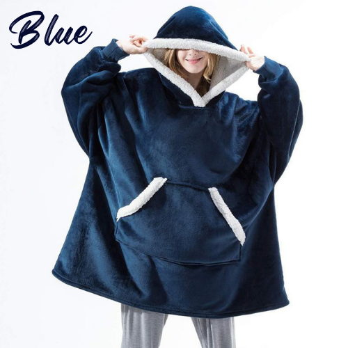 fleece warm hooded lazy pullover for both outdoor & indoor blue $46.99