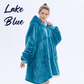fleece warm hooded lazy pullover for both outdoor & indoor lake blue $55.99
