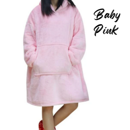 fleece warm hooded lazy pullover for both outdoor & indoor baby pink $39.99