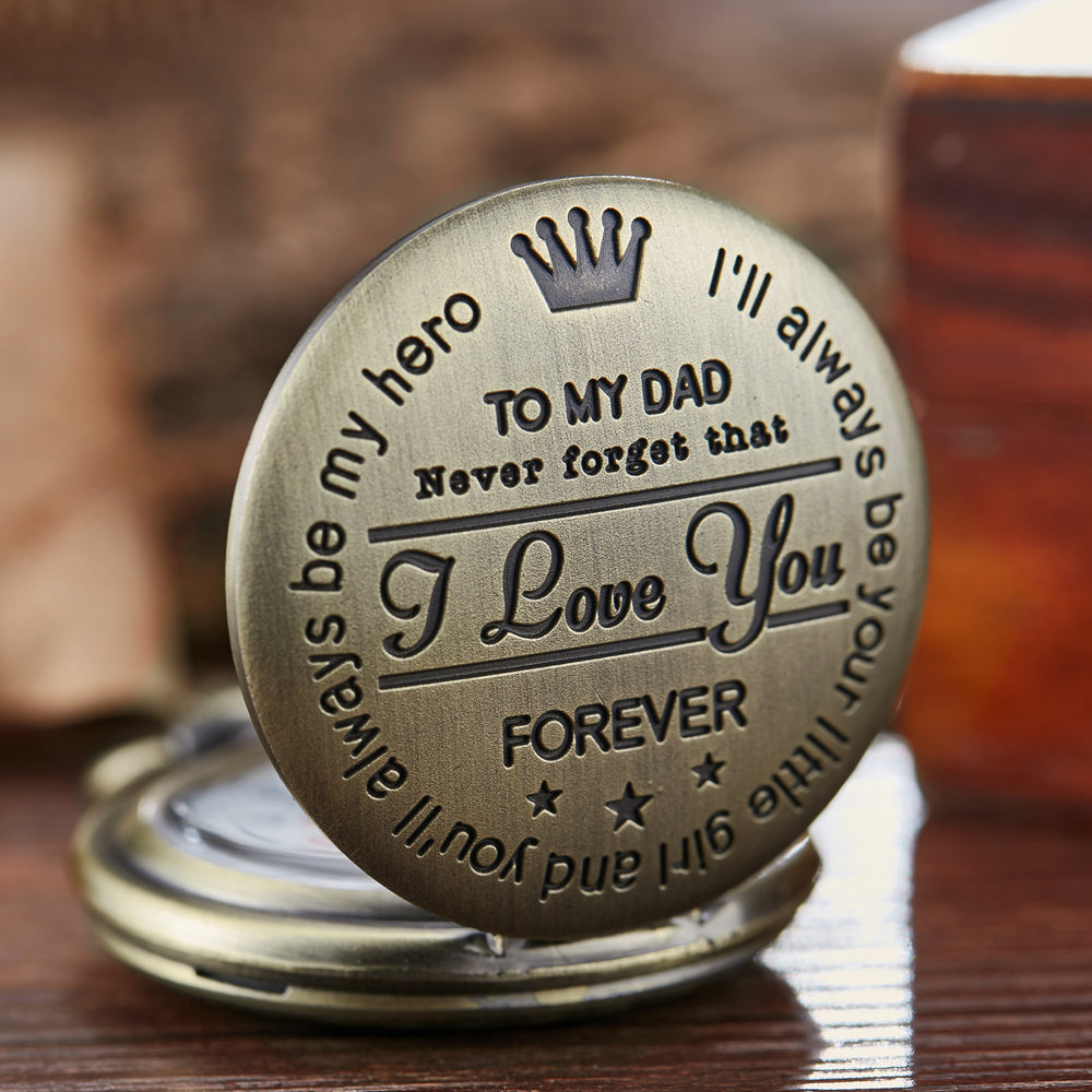 "to my dad" vintage quartz pocket watch bronze