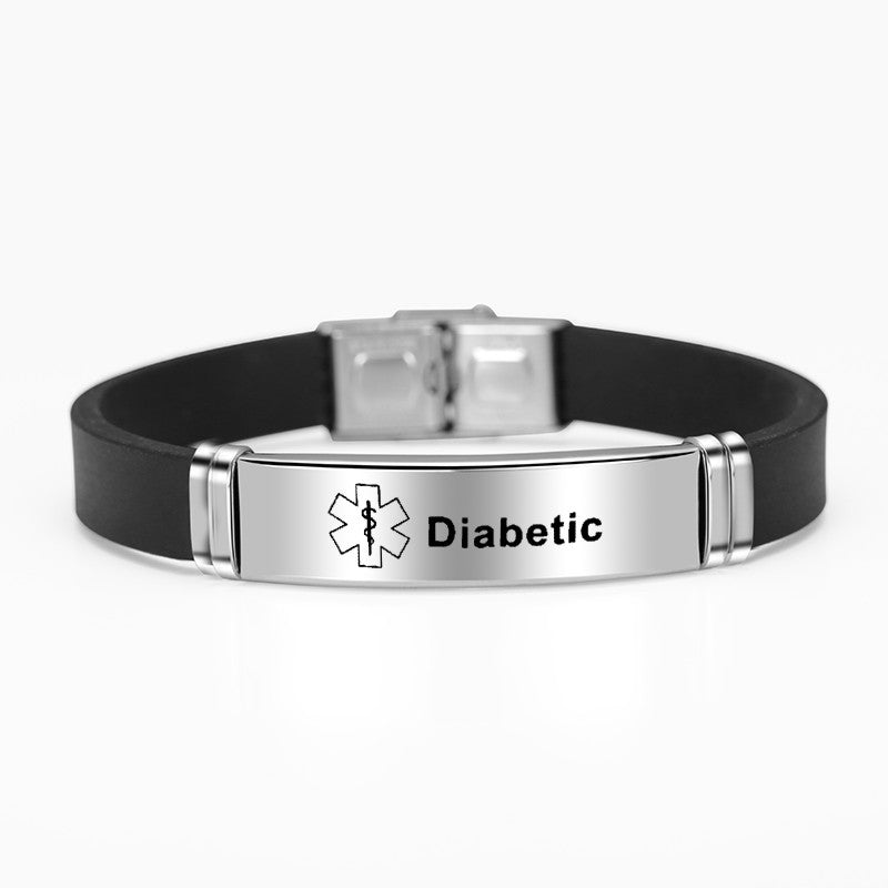 adjustable medical alert stainless steel id bracelet diabetic