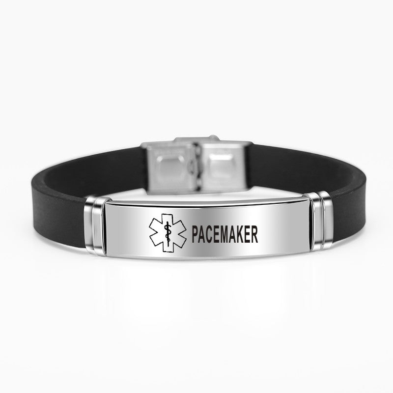 adjustable medical alert stainless steel id bracelet pacemaker
