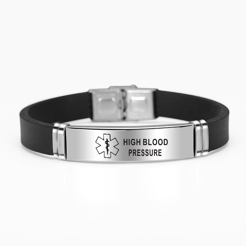 adjustable medical alert stainless steel id bracelet high blood pressure