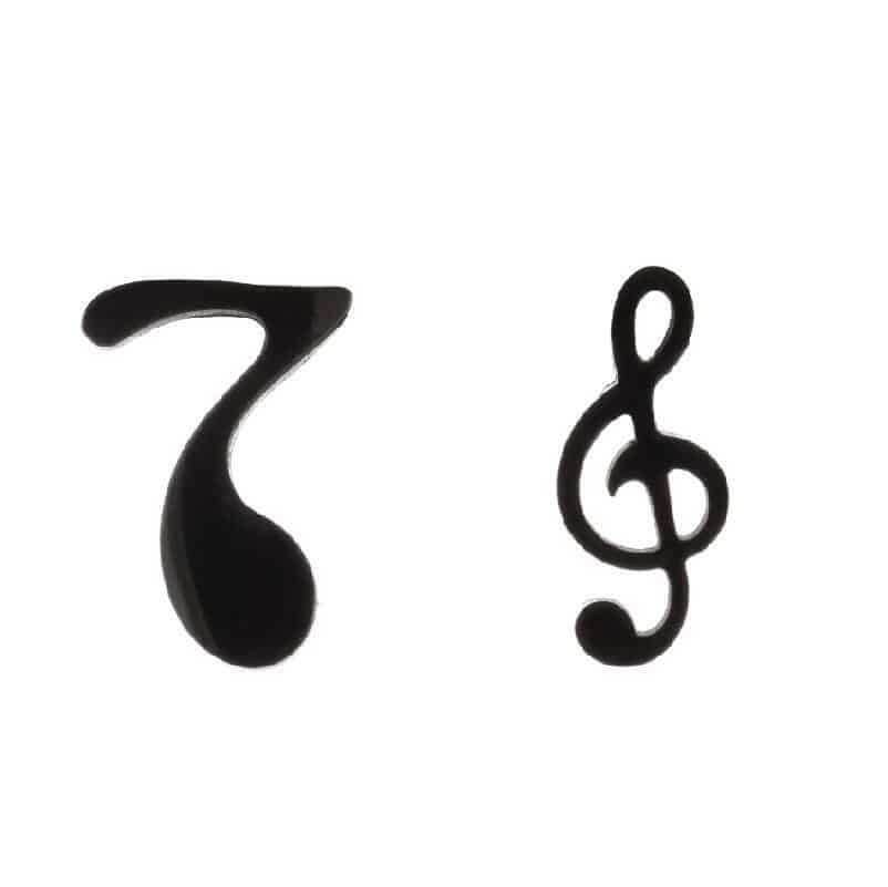 wide range of stainless steel stud earrings music note black