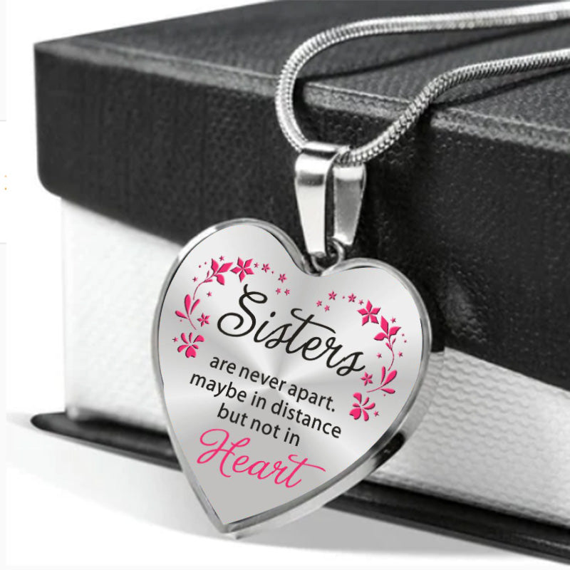to sister heart epoxy pendant inspirational necklace