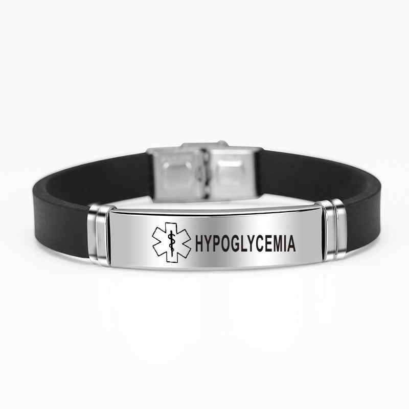adjustable medical alert stainless steel id bracelet hypoglycemia